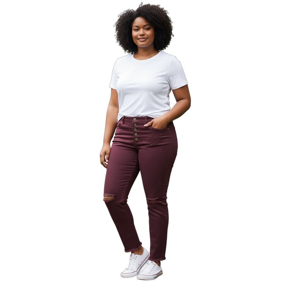 Time and Tru Women’s High Rise Button Fly Skinny Jean Pants 14